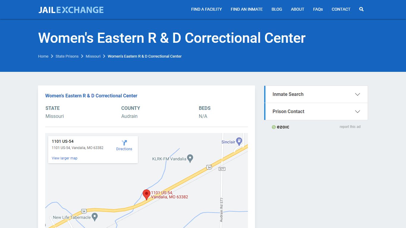 Women's Eastern R & D Correctional Center Prisoner Search | Visitation ...